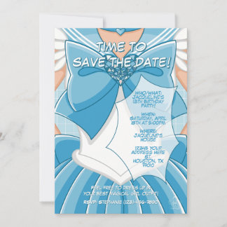 [SKI] Blue Magical Girl Birthday Invitation Einladung