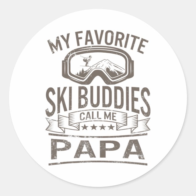 Ski Buddies Papa Ski Goggles Snowboarden Grand Runder Aufkleber (Vorderseite)