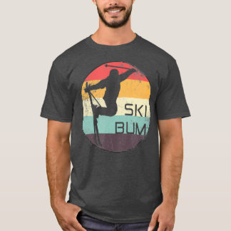 Ski Bum Skier Trick Silhouette 70er Vintag T-Shirt