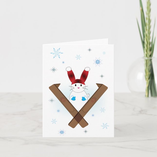 Ski Bunny Feiertagskarte (Vorderseite)