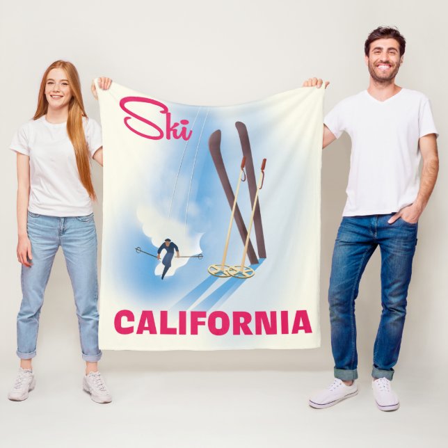 Ski California Reiseplakat Fleecedecke (Beispiel)