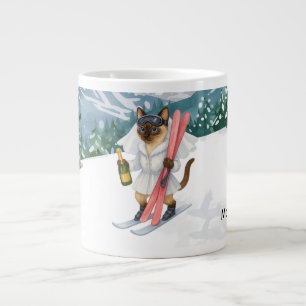Ski Cat fährt Ski auf Junggesellinnenabschied in R Jumbo-Tasse