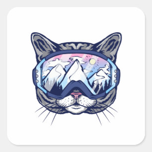 SKI CAT QUADRATISCHER AUFKLEBER