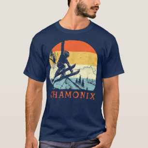 Ski Chamoni, Frankreich Vintag Retro Snow Skiing V T-Shirt