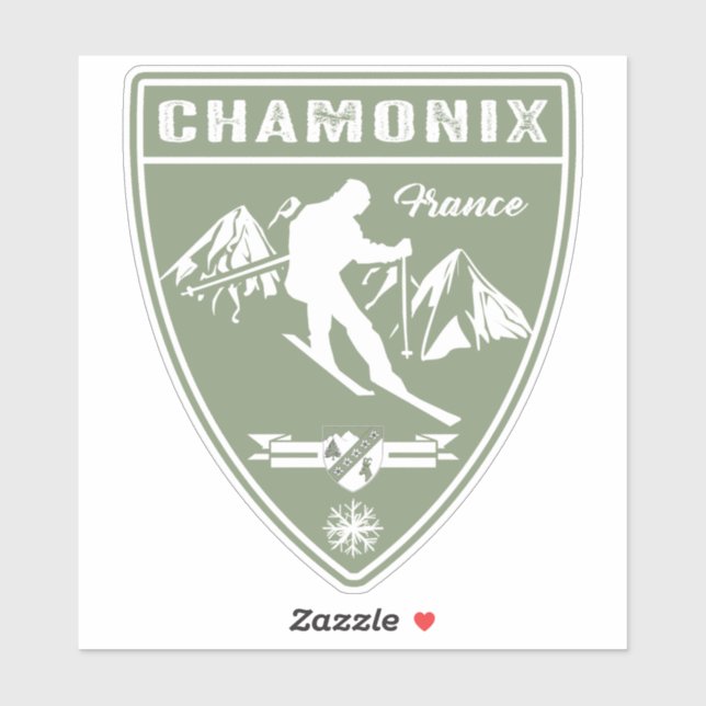 Ski Chamonix Frankreich Aufkleber (Blatt)