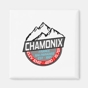 Ski Chamonix T Shirt Mont Blanc Frankreich Skigebi Magnet