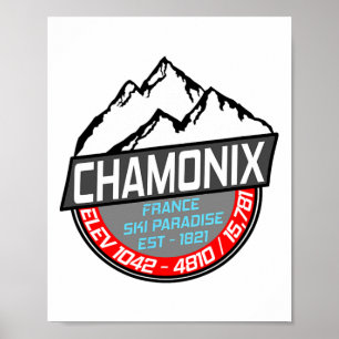 Ski Chamonix T Shirt Mont Blanc Frankreich Skigebi Poster