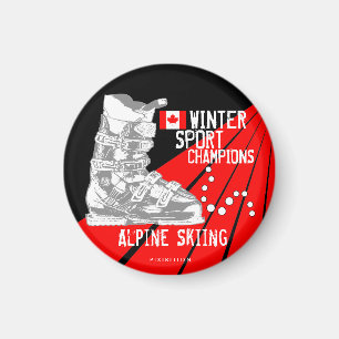 Ski-Champions Ski Boot CA Round Magnet