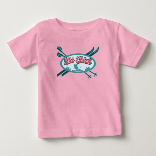 Ski Chick Snow Adventure Baby T-shirt (Vorderseite)