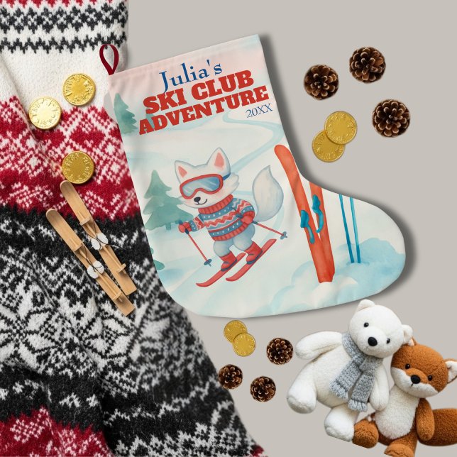 Ski Club Adventure Baby Arctic Fox Großer Weihnachtsstrumpf (Ski Club Adventure Baby Arctic Fox Large Christmas Stocking)