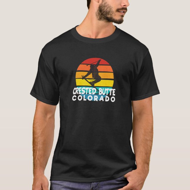 Ski Crested Butte 70er 80er Throwback Crested Butt T-Shirt (Vorderseite)