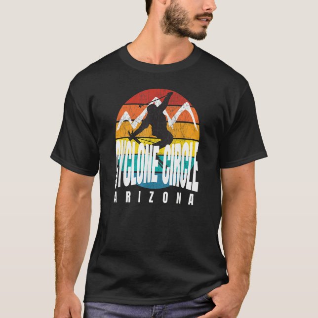 Ski Cyclone Circle Rad Ski Jumper Retro Sunset Cyc T-Shirt (Vorderseite)