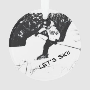 Ski de descente - Ski ! Ornement en céramique