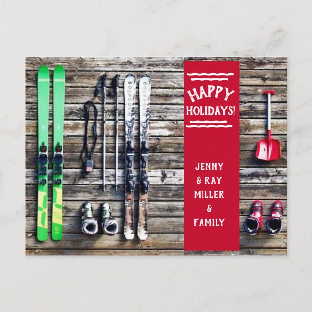 Ski de vacances - Carte de Noël - Carte postale (Devant)