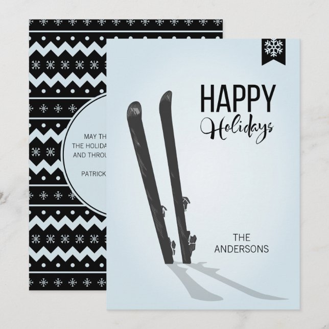 Ski d'hiver Bonne Carte de vacances (Devant / Derrière)