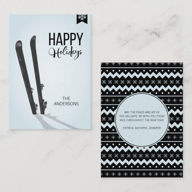 Ski d'hiver Bonne Vacances Mini Carte Note (Devant / Derrière)