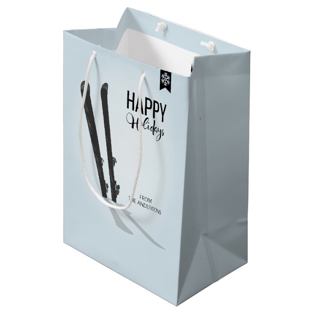 Ski d'hiver Happy Holidays Sac cadeau (Devant Angle)