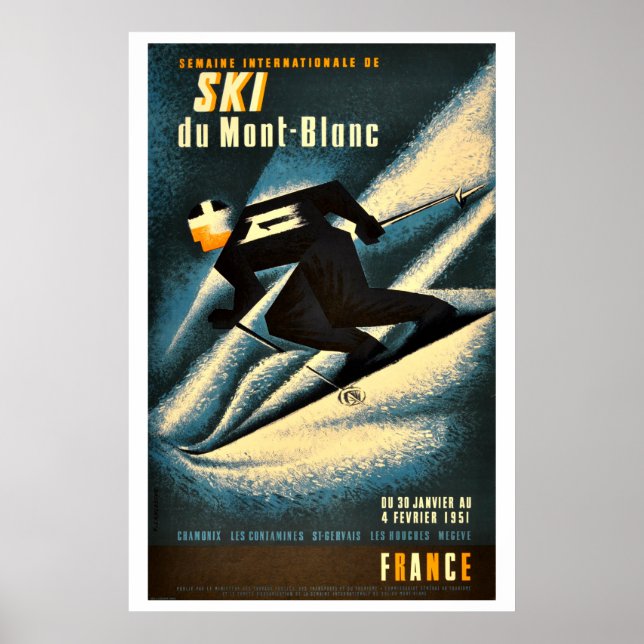Ski du Mont-Blanc Vintage Travel Poster (Vorne)