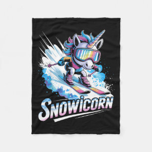 Ski-Einhorn-Wintersport-Skifahrer-lustig-Ski fahre Fleecedecke