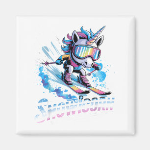 Ski-Einhorn-Wintersport-Skifahrer-lustiges Skifahr Magnet