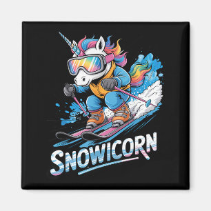 Ski-Einhorn Wintersport Skifahrer lustiges Skifahr Magnet