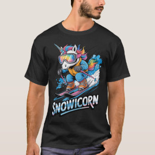 Ski-Einhorn-Wintersport-Skifahrer lustiges Skifahr T-Shirt