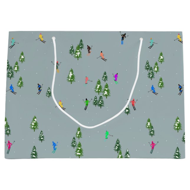 Ski Eröffnung Weihnachten Skiurlaub Skifahrer Blau Große Geschenktüte (Vorderseite)