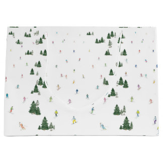 Ski et snowboard aquarelle grand sac cadeau hiver