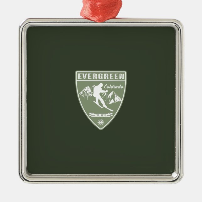 Ski Evergreen Colorado Ornament Aus Metall (Vorne)