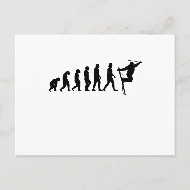Ski Evolution Skifahren Winterskigebiet Geschenk Postkarte (Vorderseite)
