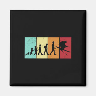Ski Evolution - Skifahrende Berge Retro-Ski Magnet