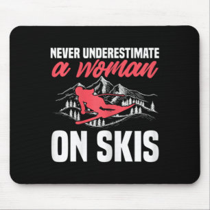 Ski fahren Frauen Lustiges Skifahren Unterschätze Mousepad