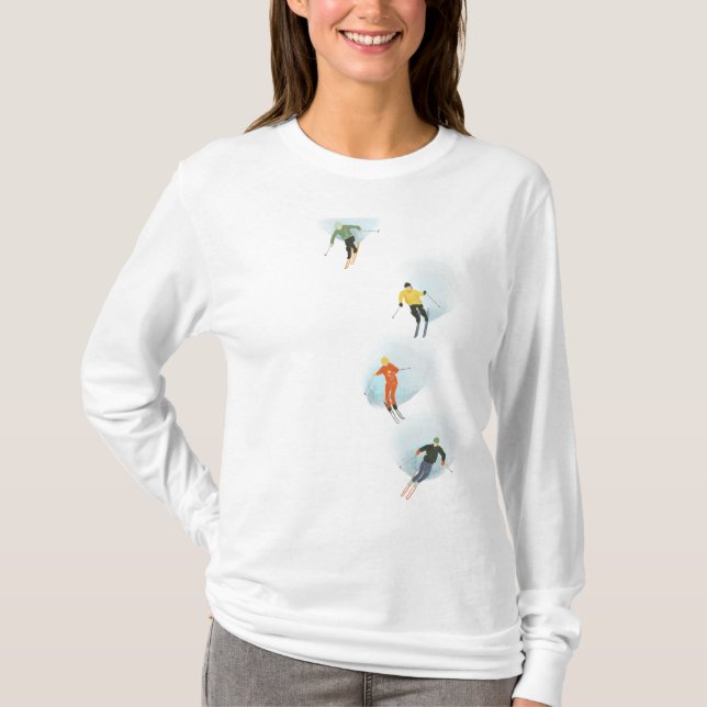Ski fahren hinunter den Steigung Lang-Sleeved T - T-Shirt (Vorderseite)