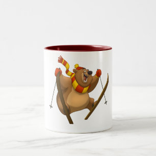 Ski fahrende Bärn-Tasse Zweifarbige Tasse