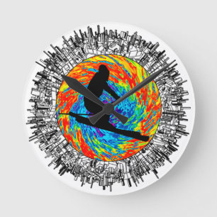 SKI FAHRENDER NEUER ANBLICK RUNDE WANDUHR
