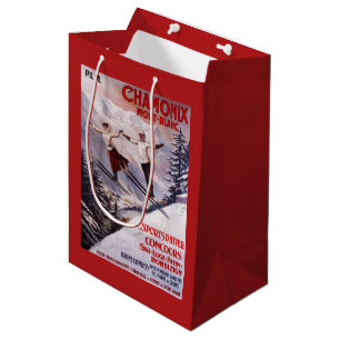 Ski fahrendes förderndes Plakat Mittlere Geschenktüte