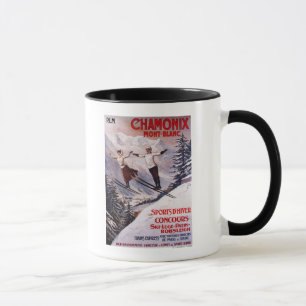 Ski fahrendes förderndes Plakat Tasse