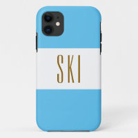 SKI Fun Chic Sporty Bright Sky Blaue Streifen