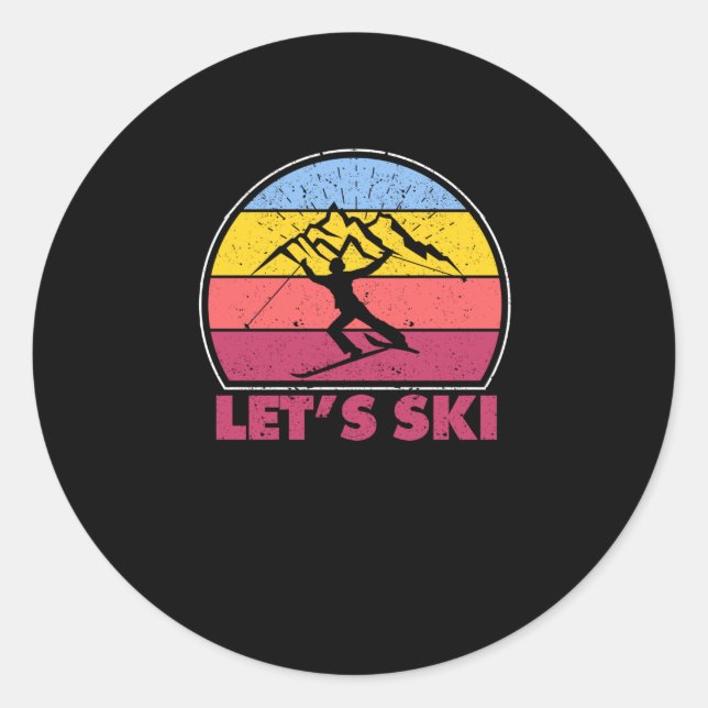 Ski Funny Performance Sport Winter Mountain Runder Aufkleber (Vorderseite)