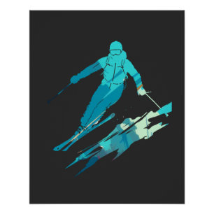 Ski Game Sport Challenge Illustration Silhouette Poster