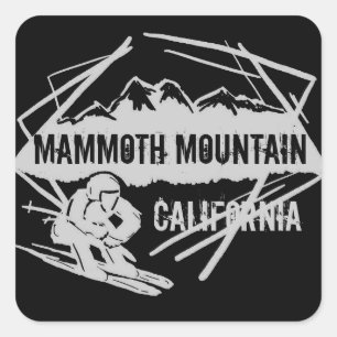 Ski-Gebirgsaufkleber Mammoth Mountain Kalifornien Quadratischer Aufkleber