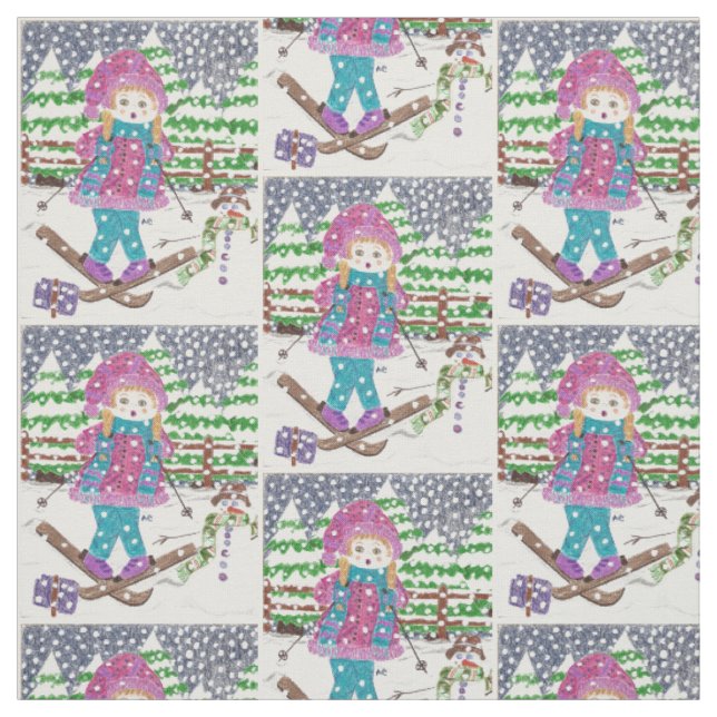 Ski-Girl Stoff (Muster)