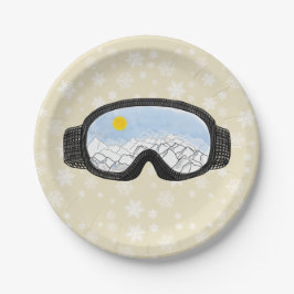 Ski Goggles Bergblick Schneeflocken abseits von We Pappteller