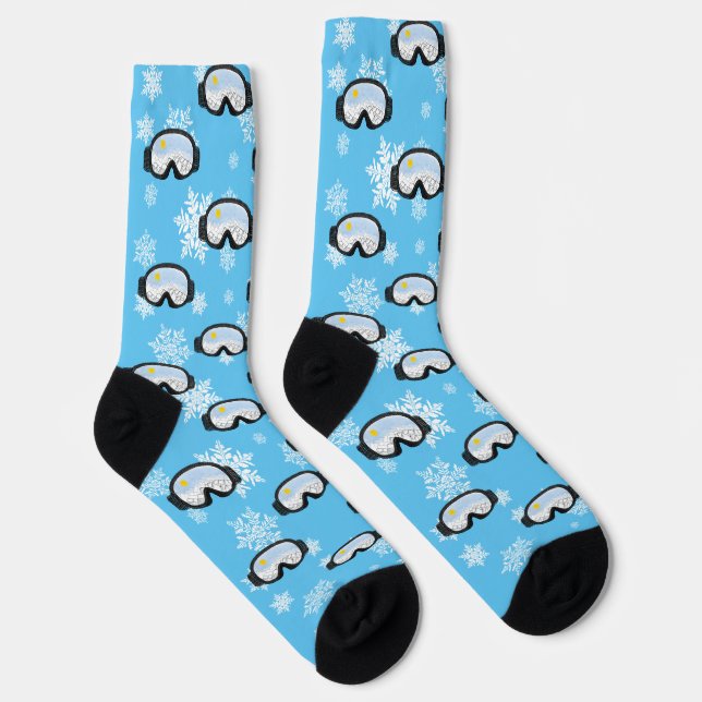 Ski Goggles Bergblick Schneeflocken Blau Socken (Rechts)