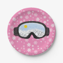 Ski Goggles Bergblick Schneeflocken Rosa