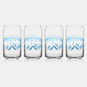 Ski Goggles Mountain Reflection Sky Blue Set 4