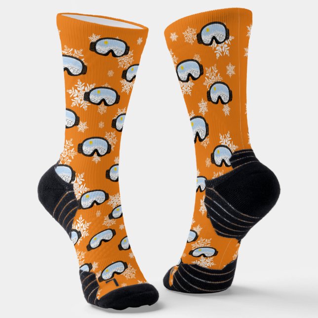 Ski Goggles Mountain Skier Snowboarder Orange Socken (Gewinkelt)