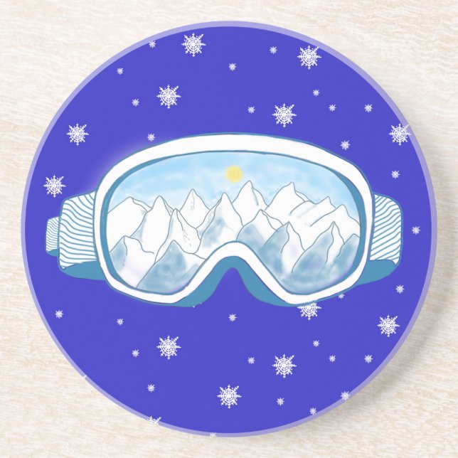 Ski Goggles Snowflake Tanz Getränkeuntersetzer (Vorne)