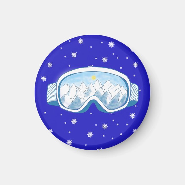 Ski Goggles Snowflake Tanz Magnet (Vorne)
