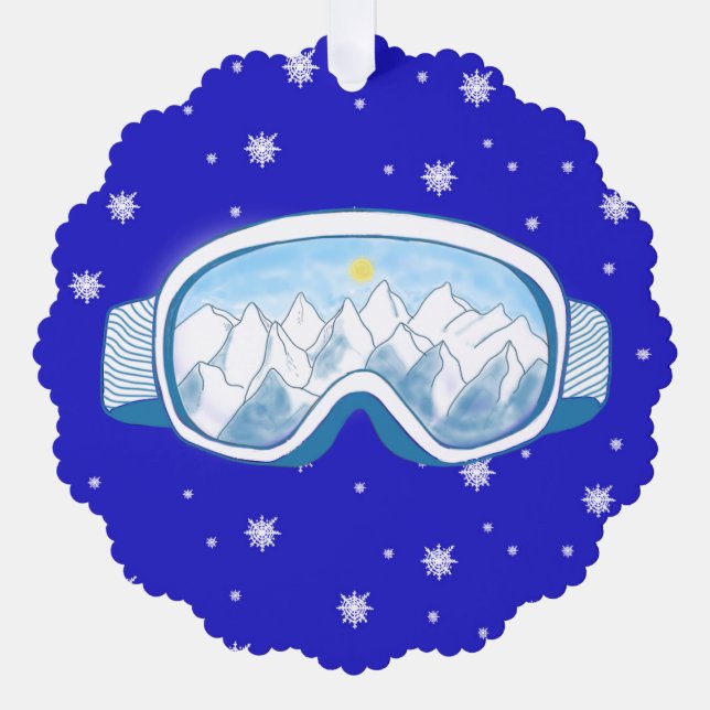 Ski Goggles Snowflake Tanz Ornament Karte (Vorderseite)